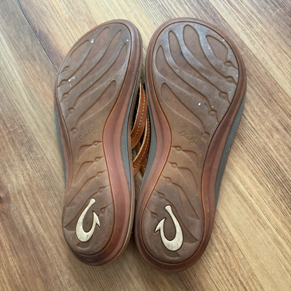 Olukai Brown Leather Flip Flops - Picture 5 of 5